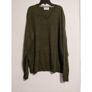 Old Navy Mens L Dark Green Heather Long Sleeve V-Neck Sweater Lightweight Career